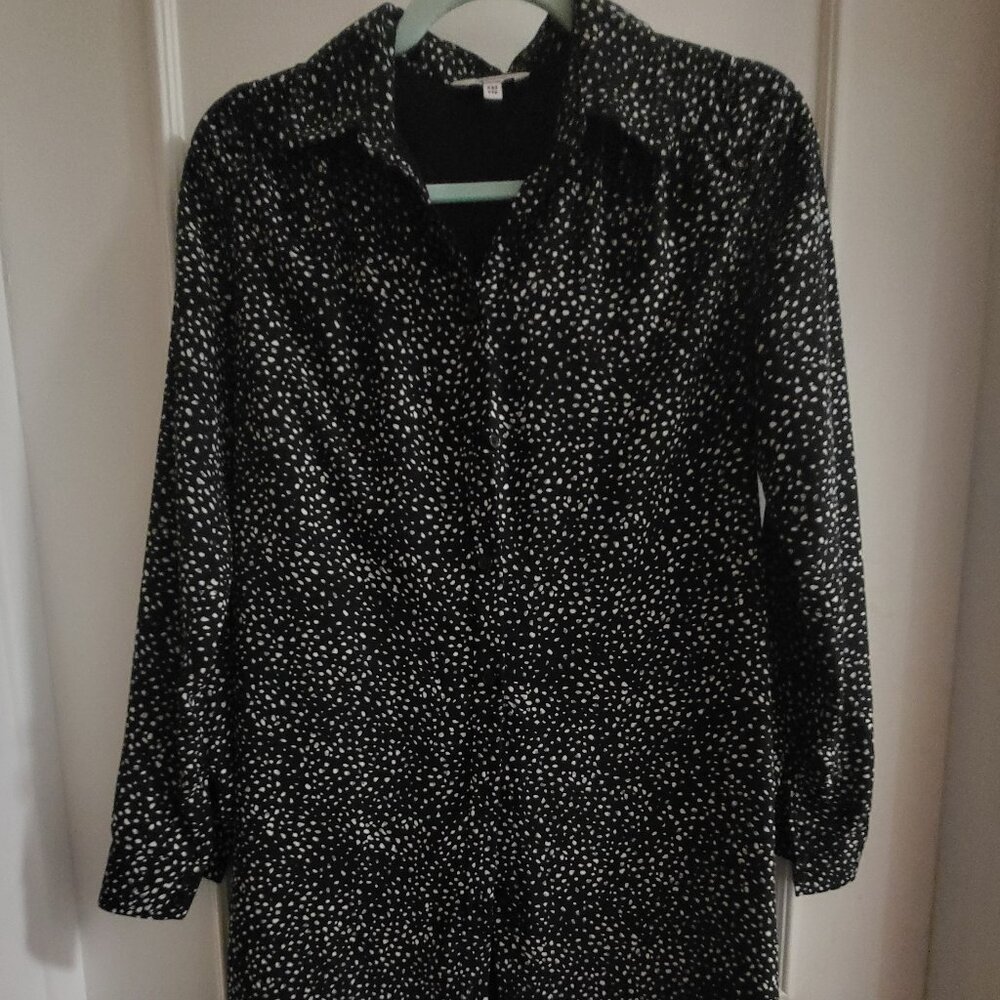 REITMANS Black & White Abstract Dot Shirt Dress - Size XXS